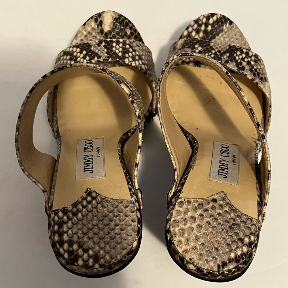 Jimmy Choo Snakeskin Python Slides Sandal Wooden … - image 10